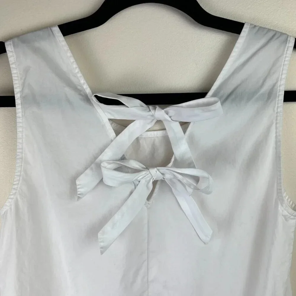 J Crew Bow-Back Peplum Tank Top White XXS Preppy Coquette Professional Corporate